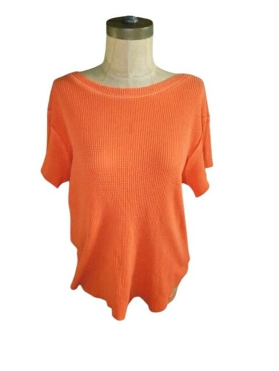 We The Free Tops - We The Free Size XL Orange Waffle Knit Cropped Back Seam Top